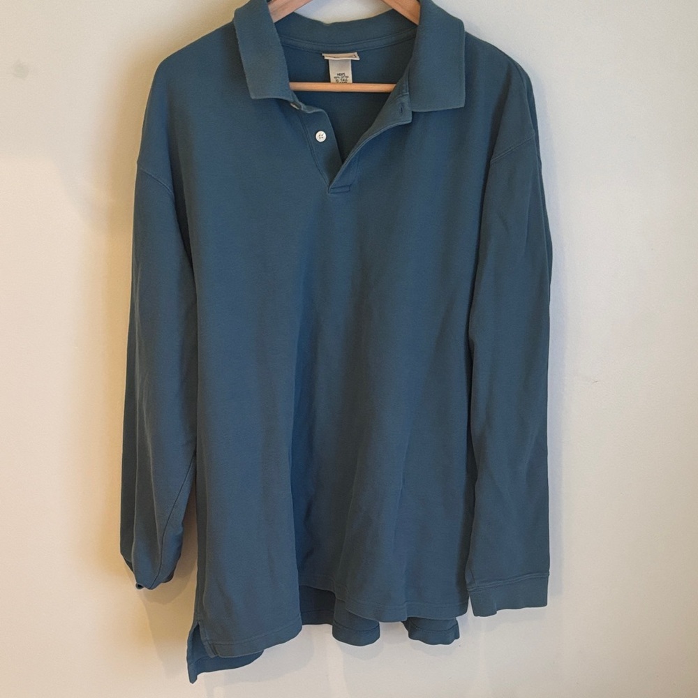 L.L. Bean Men's Teal Long Sleeve Polo